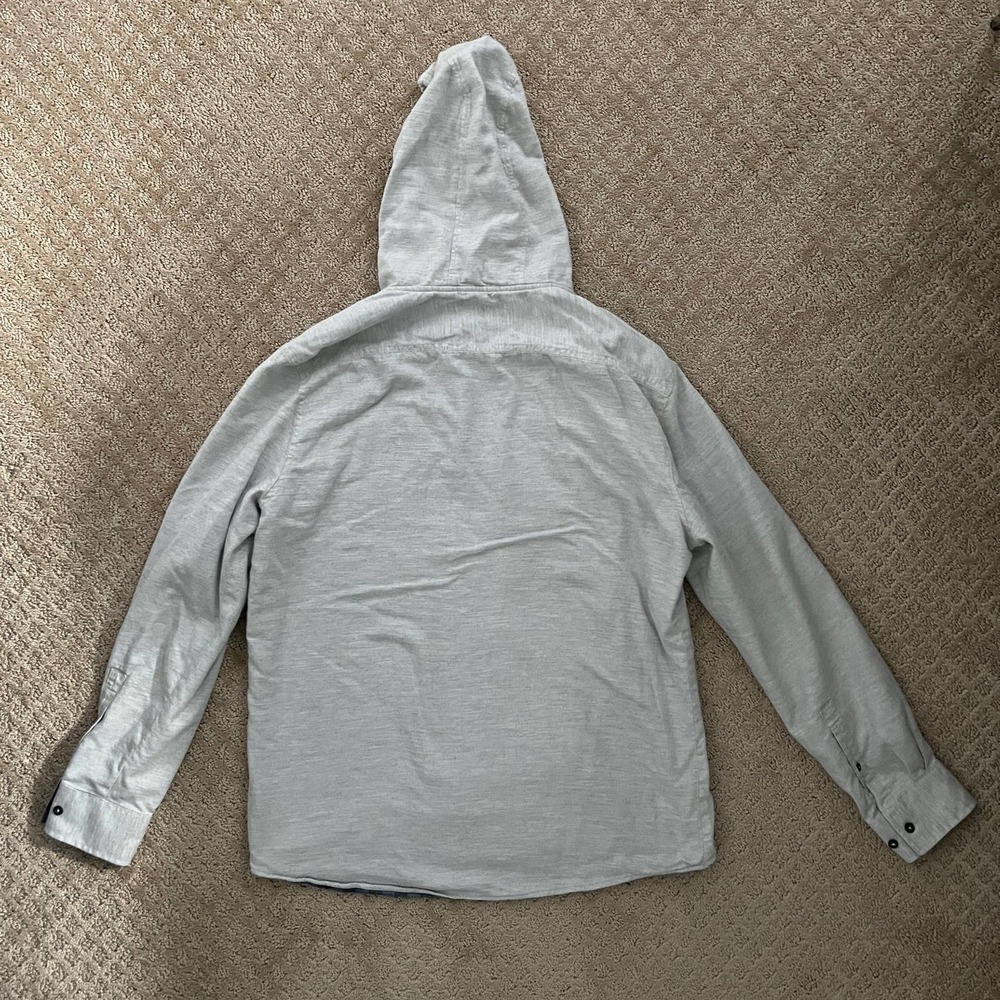 johnnie-O Gray Casual Button Down Shirt with Hood - Picture 2 of 3